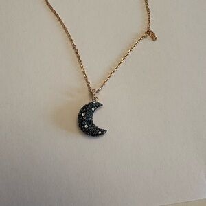 Elegant Gold and Black Moon Pendant Necklace
